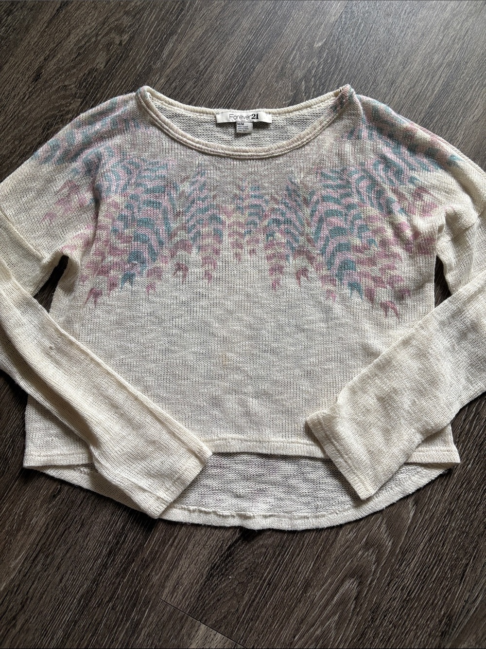 Forever 21 Feather Print Lightweight Sweater